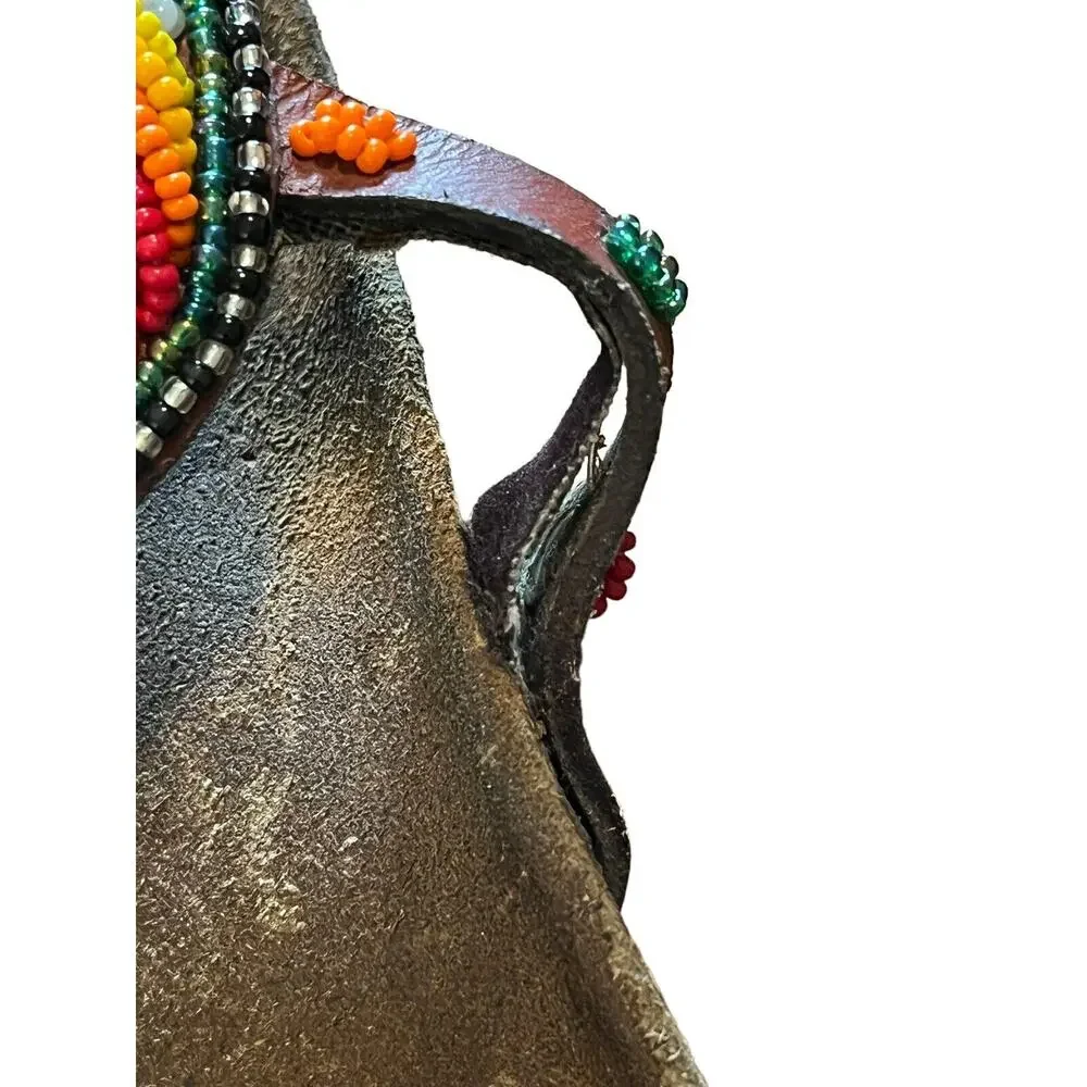 Beaded Leather Hand Crafted Sandals US Youth Sz 10 Unbranded Cork &‎ Leather